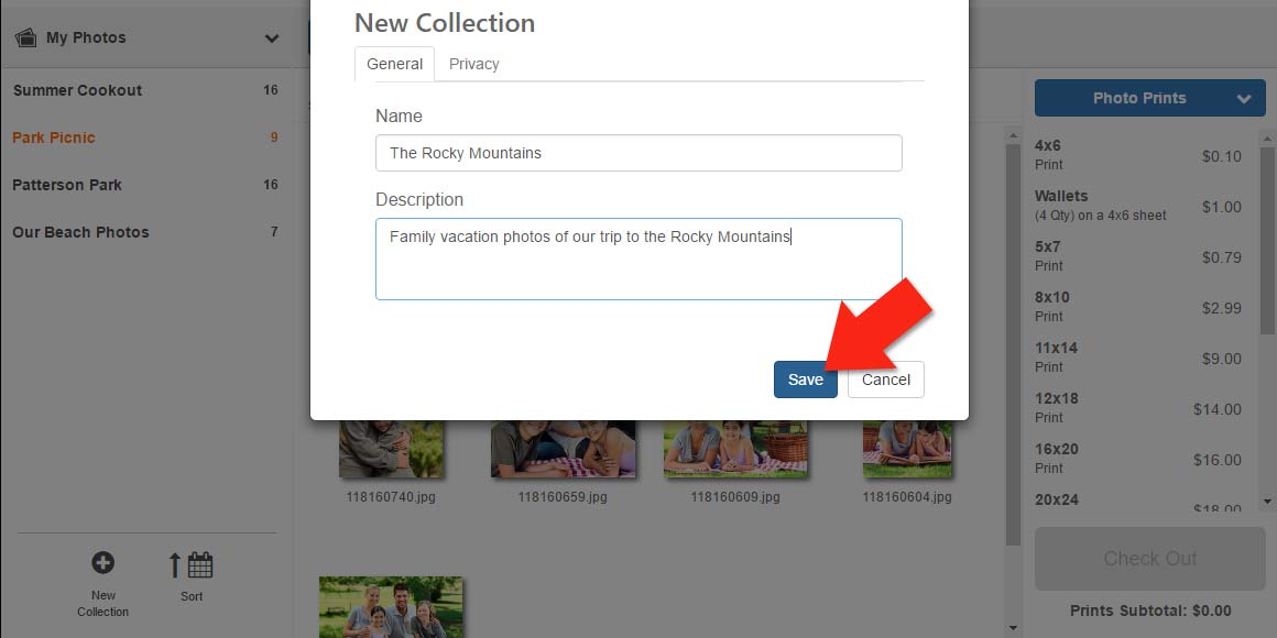 Create a custom name for your collection of photos