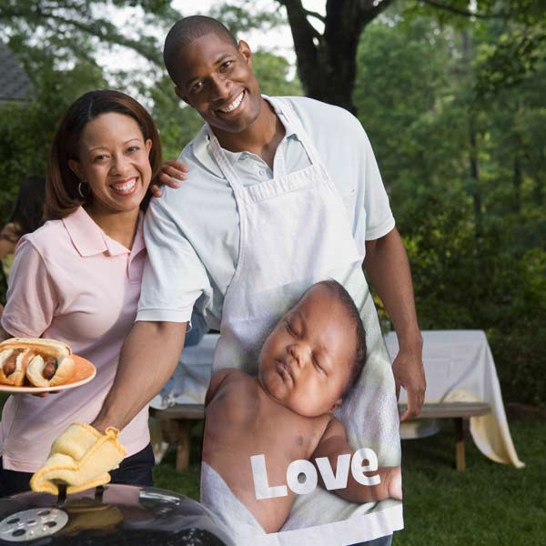 Create a custom gift with photo personalized aprons for the family grill master