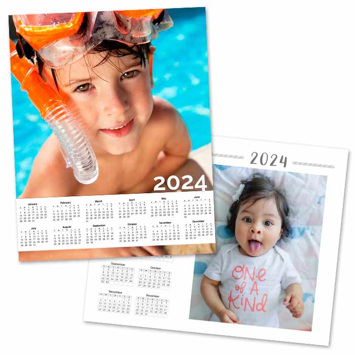 Customize your own 2024 single page wall calendar with a special photo.