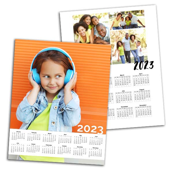 Customize your own 2023 single page wall calendar with a special photo.