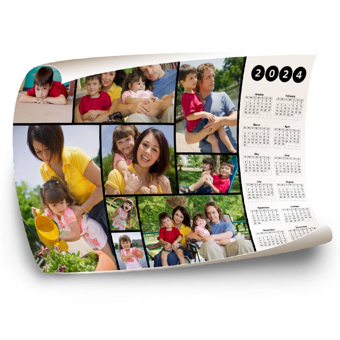 Customize your own 2024 calendar by adding your own photos to our 12x18 Calendar Wall Poster.