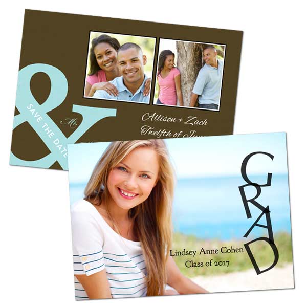 Photo glossy cards and announcements 5x7 size for Graduations and weddings