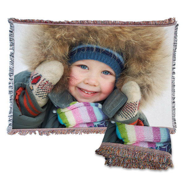 Decorate a wall or your sofa with our custom photo woven tapestry blankets.
