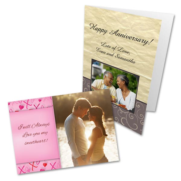 Commemorate any anniversary by designing a customized anniversary card with your own photos.