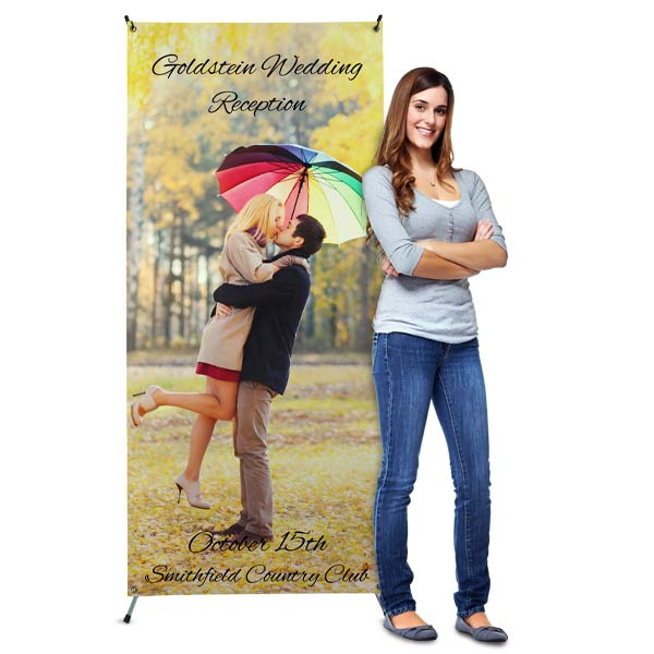 Our vinyl stand up banners can be personalized with your own photos and are perfect for any event.