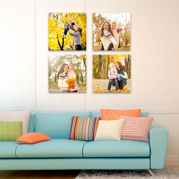 Our Cube canvas arrangement is sure to brighten up any wall while proudly displaying four photos.