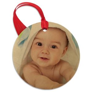 Add a rustic touch to any holiday display with our custom photo round wood ornament.