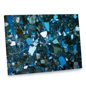 Add an abstract feel to your decor with our blue tone broken glass canvas print.