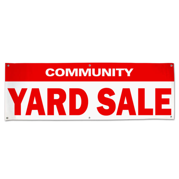 2x3 COMMUNITY YARD SALE Red & White Banner Sign NEW Discount Size & Price 