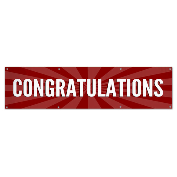 Celebrate in style with a Congratulations starburst banner red 8x2