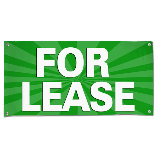 Lease your space and announce it to all with an easy to read banner green For Lease Banner size 4x2