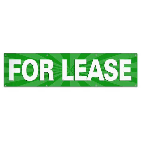 Lease your space and announce it to all with an easy to read banner green For Lease Banner size 8x2