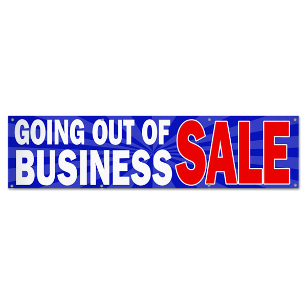 Sell your stuff with Blue Starburst Going out of Business sale banner size 8x2