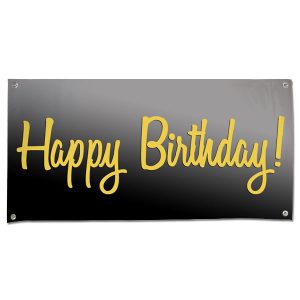 Elegant Black and Gold Happy Birthday banner for your birthday party size 4x2