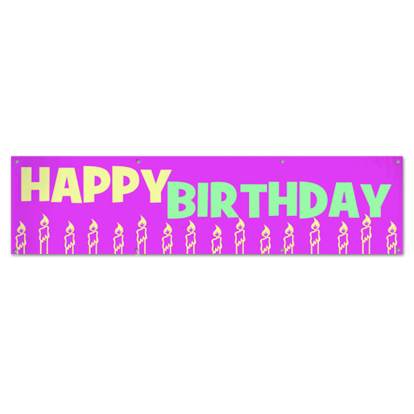 Perfect banner for little girls, decorate your party with a pink candle happy birthday banner size 8x2