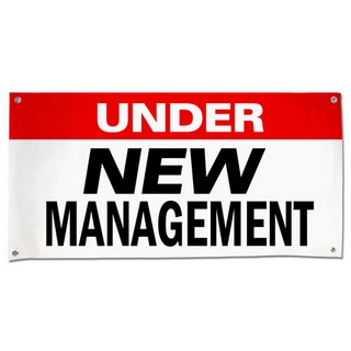 Let your customers know that things have changed and welcome back their business with an Under New Management Banner size 4x2