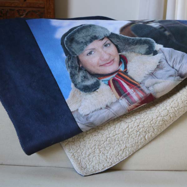 Create your own super soft sherpa blanket personalized with pictures
