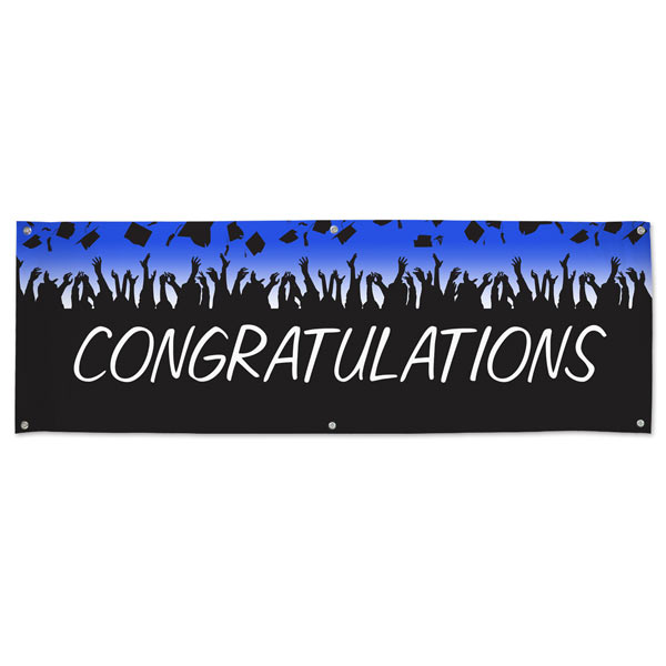 Congratulate your graduate with a party and custom vinyl banner
