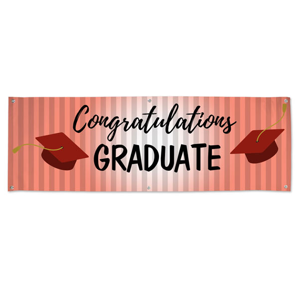 Order a custom graduation banner congratulating your graduate, red themed
