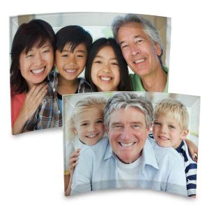 Add your photo to a self standing curved glass print with beveled edges