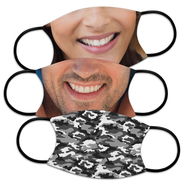 Add your own photo, face or pattern to create your personalized face mask