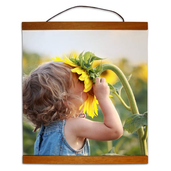 Beautiful hanging canvas for your walls with a teak finish