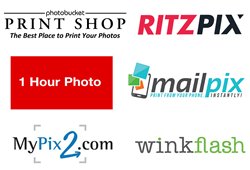 Mailpix Photo printing brands include Winkflash, MyPix2, Ritzpix, Photobucket Print Shop and 1 Hour Photo