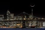 Beautiful moon photo over a city skyline