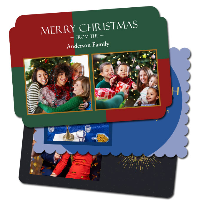 Quality custom cards with fun and elegant cut corners and edges