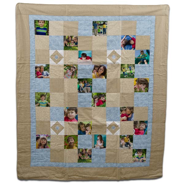 Create a beautiful classic quilt featuring 24 family photos you can snuggle up to