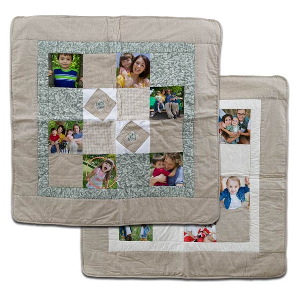 Add a soft touch to a room and display 6 family photos on a quilt wall hanging