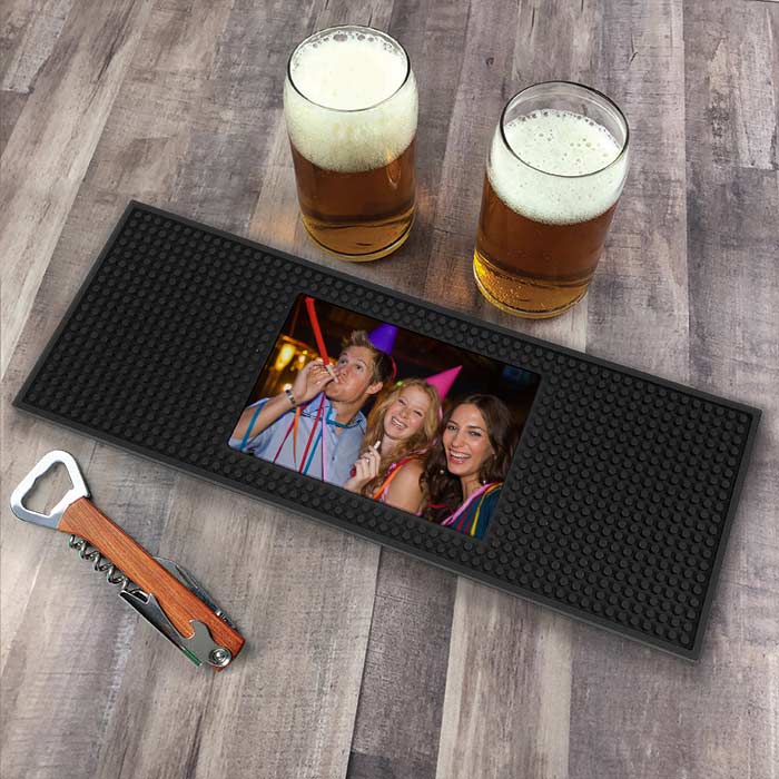 Keep your counter clean from spills with a custom printed bar mat