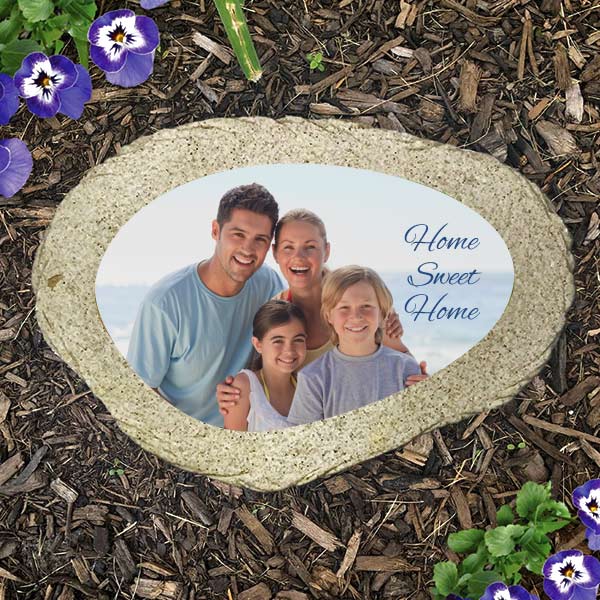 Photos printed on stones to display in your garden for a personal touch